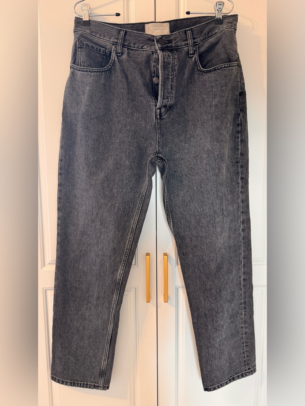 Everlane Straight Leg Button-Fly Jeans – Washed Black / Charcoal Grey